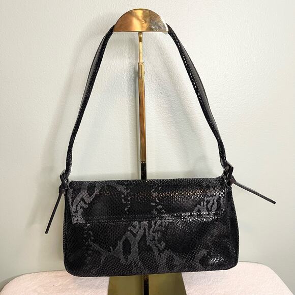 Sabina Black Python Leather and Velvet Shoulder Bag - Picture 5 of 8